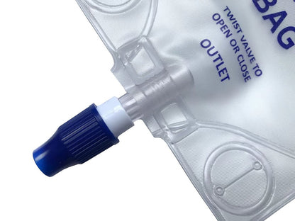 Lifevv 600 ml Urinbeutel, Drainagebeutel mit klarem Beutel, Nephrostomiebeutel, mit 60 cm Silikonschlauch, Drehverschluss (1 Pack)
