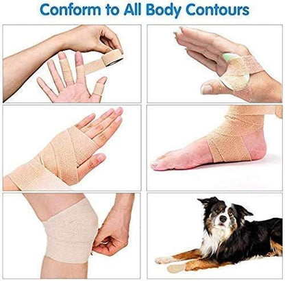 6er-Pack 2,5 cm breites hautfarbenes elastisches selbstklebendes Fingerbandage, Wickelbandagen für Handgelenk und Knöchel, auch für Tisch- und Stuhlbeine zur Reduzierung von Reibung und Geräuschen