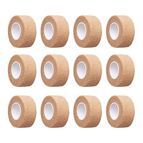 Hautfarbenes selbstklebendes Bandagierband 2,5 cm breit – Finger-Tape, Wickelverbände für Handgelenk und Knöchel, zur Reduzierung von Reibung und Geräuschen an Stuhl- und Tischbeinen – 12 Stück