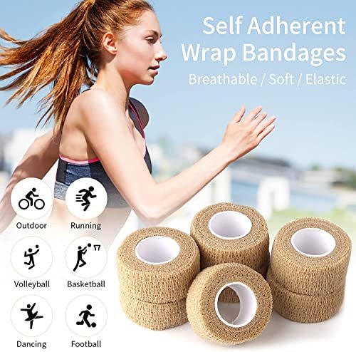 Hautfarbenes selbstklebendes Bandagierband 2,5 cm breit – Finger-Tape, Wickelverbände für Handgelenk und Knöchel, zur Reduzierung von Reibung und Geräuschen an Stuhl- und Tischbeinen – 12 Stück
