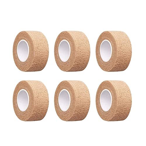 6 Stücke 1 Zoll breite hautfarbene elastische selbstklebende Bandage Finger-Tape, Wickelbandage für Handgelenk und Knöchel, Stuhl- und Tischbeine zur Reduzierung von Reibung und Geräuschen