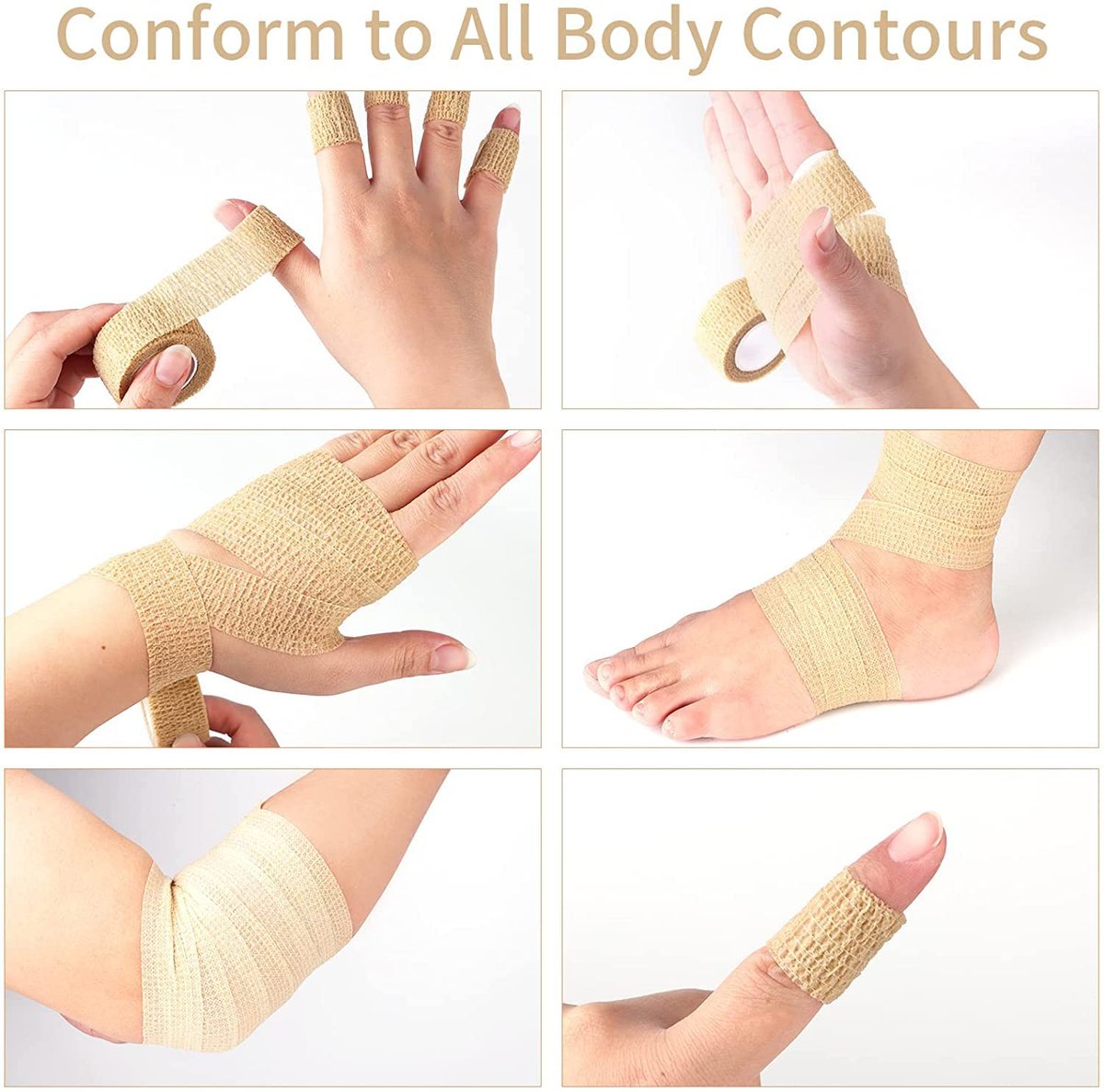 6 Stücke 1 Zoll breite hautfarbene elastische selbstklebende Bandage Finger-Tape, Wickelbandage für Handgelenk und Knöchel, Stuhl- und Tischbeine zur Reduzierung von Reibung und Geräuschen