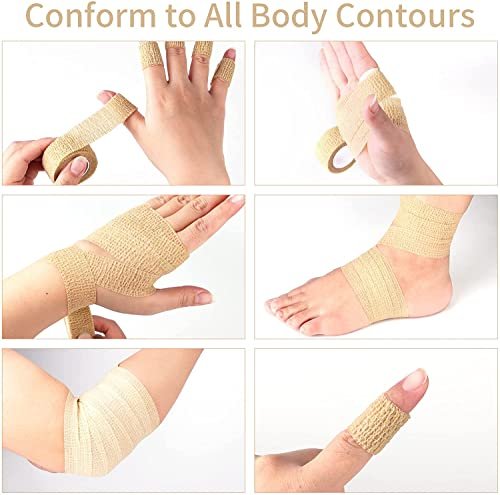 6 Stücke 1 Zoll breite hautfarbene elastische selbstklebende Bandage Finger-Tape, Wickelbandage für Handgelenk und Knöchel, Stuhl- und Tischbeine zur Reduzierung von Reibung und Geräuschen