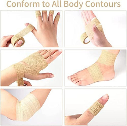 6 Stücke 1 Zoll breite hautfarbene elastische selbstklebende Bandage Finger-Tape, Wickelbandage für Handgelenk und Knöchel, Stuhl- und Tischbeine zur Reduzierung von Reibung und Geräuschen