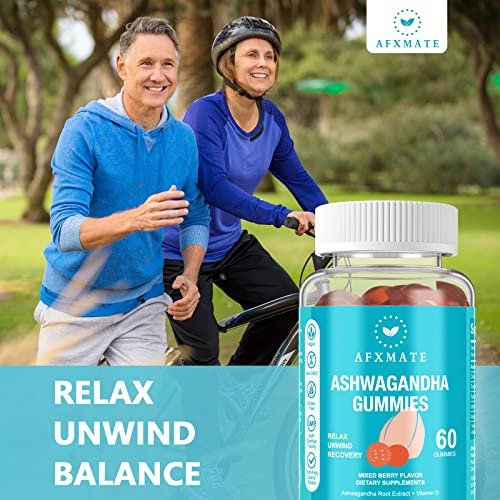 AFXMATE Ashwagandha Gummies & Vitamin D Gummies für Männer & Frauen – 120 Stück – Zuckerfrei, Glutenfrei, Non-GMO