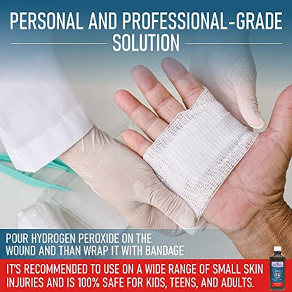 Epic Medical Supply H2O2 Wasserstoffperoxid Lösung 3% USP - 16 oz, Erste-Hilfe-Antiseptikum & Mehrzweckreiniger - Wasserstoffperoxid Mundspülung, topische Reinigung für Schnitte & Schürfwunden - 16 oz (1er-Pack)