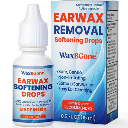 WaxBgone ® Ohrenschmalz-Entfernungstropfen – Sanfte Ohrenreiniger für verstopfte Ohren & Ohrenschmalz-Erweichung, nicht reizend, für Kinder & Erwachsene, 15 ml