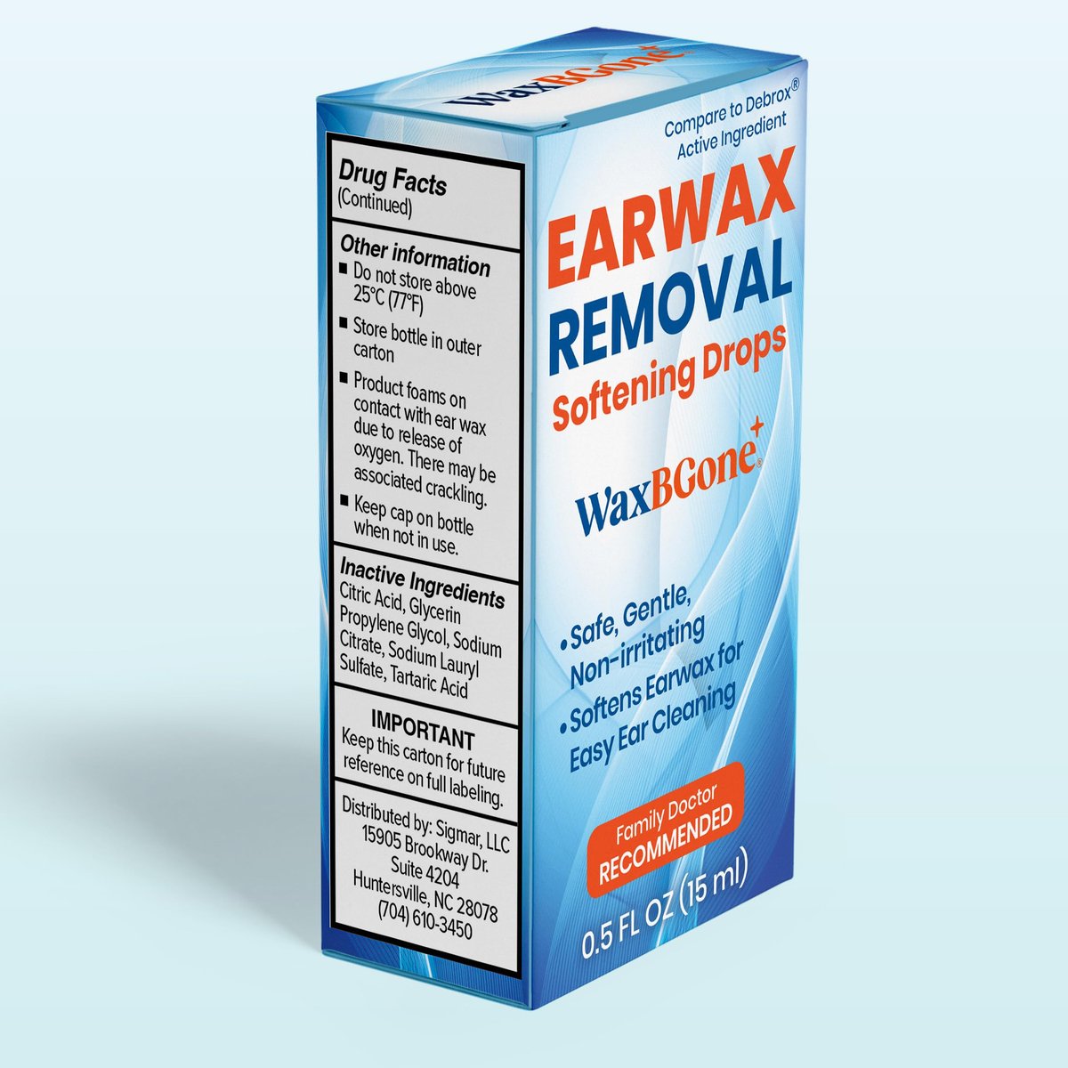 WaxBgone ® Ohrenschmalz-Entfernungstropfen – Sanfte Ohrenreiniger für verstopfte Ohren & Ohrenschmalz-Erweichung, nicht reizend, für Kinder & Erwachsene, 15 ml