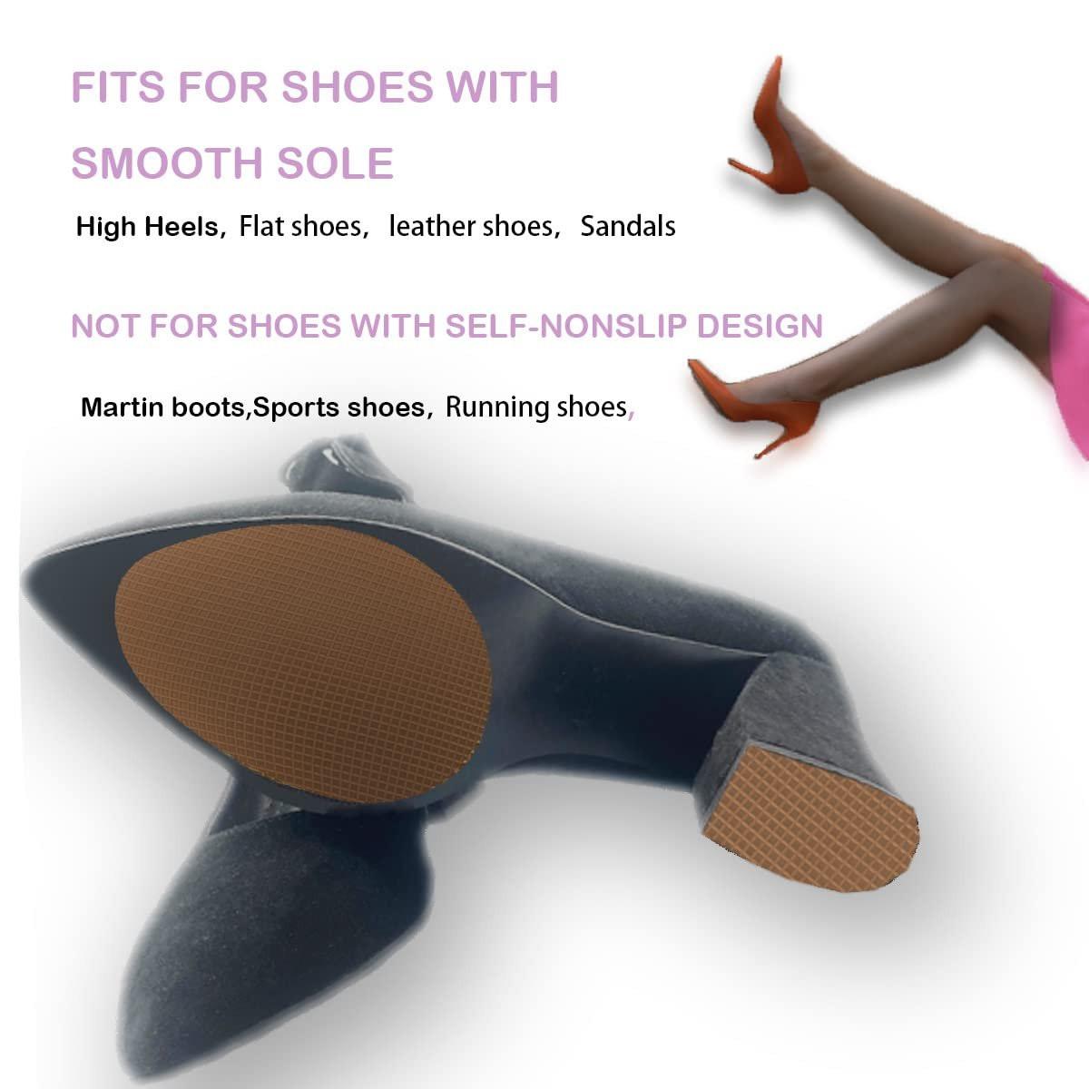 Rutschfeste Schuhsohlen-Aufkleber, Fersenschutz für High Heels, Anti-Rutsch-Schuhgriffe (Braun, 4 Paare)