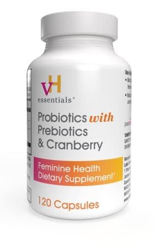 vH Essentials Probiotika für Frauen mit Präbiotika, Cranberry & Vitamin C - 120 Kapseln (60-Tage-Vorrat) - Probiotika zur Unterstützung der Darmgesundheit, des allgemeinen Wohlbefindens und der Harnwegsgesundheit für Frauen