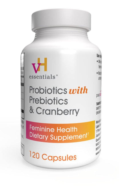 vH Essentials Probiotika für Frauen mit Präbiotika, Cranberry & Vitamin C - 120 Kapseln (60-Tage-Vorrat) - Probiotika zur Unterstützung der Darmgesundheit, des allgemeinen Wohlbefindens und der Harnwegsgesundheit für Frauen