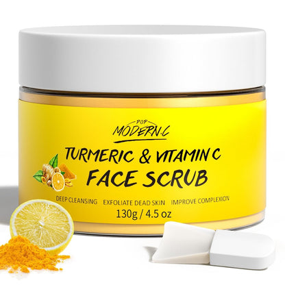 Vitamin C und Kurkuma Gesichtscreme Peeling - Mikrodermabrasion Gesichtspeeling, befreit von Mitessern, verbessert dunkle Flecken und Akne mit Erdbeerextrakt, 130g/4,5oz
