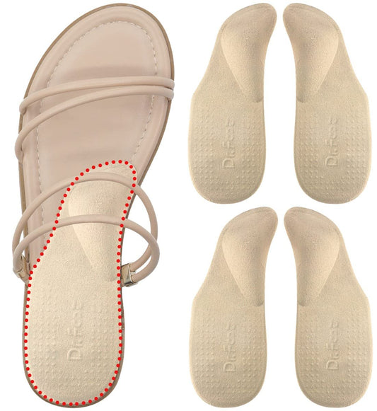 Dr. Foot's Fußgewölbe-Stützeinlagen für Plattfüße, Plantarfasziitis, Klebende Fersenpolster zur Schmerzlinderung für Damen & Herren (Klein, Beige)