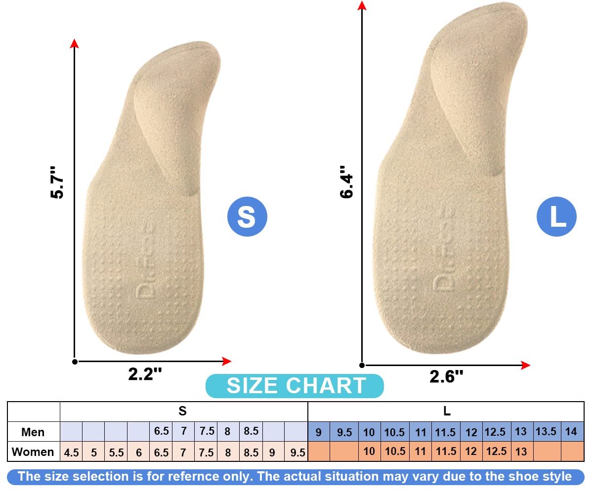 Dr. Foot's Fußgewölbe-Stützeinlagen für Plattfüße, Plantarfasziitis, Klebende Fersenpolster zur Schmerzlinderung für Damen & Herren (Klein, Beige)