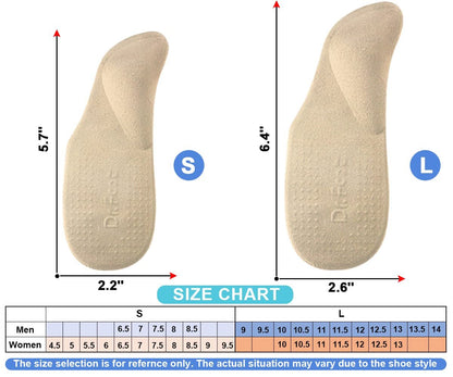 Dr. Foot's Fußgewölbe-Stützeinlagen für Plattfüße, Plantarfasziitis, Klebende Fersenpolster zur Schmerzlinderung für Damen & Herren (Klein, Beige)
