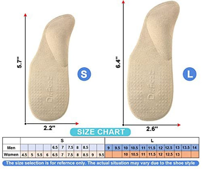 Dr. Foot's Fußgewölbe-Stützeinlagen für Plattfüße, Plantarfasziitis, Klebende Fersenpolster zur Schmerzlinderung für Damen & Herren (Klein, Beige)