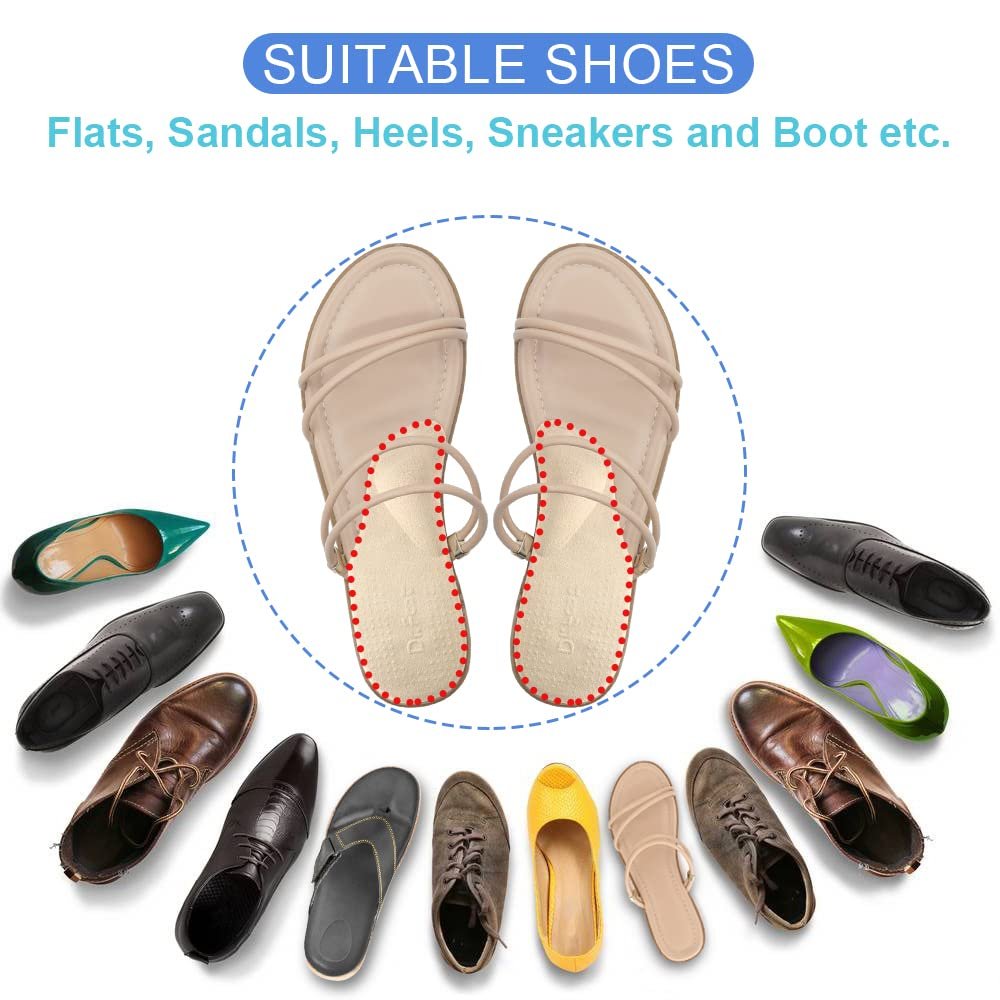 Dr. Foot's Fußgewölbe-Stützeinlagen für Plattfüße, Plantarfasziitis, Klebende Fersenpolster zur Schmerzlinderung für Damen & Herren (Klein, Beige)