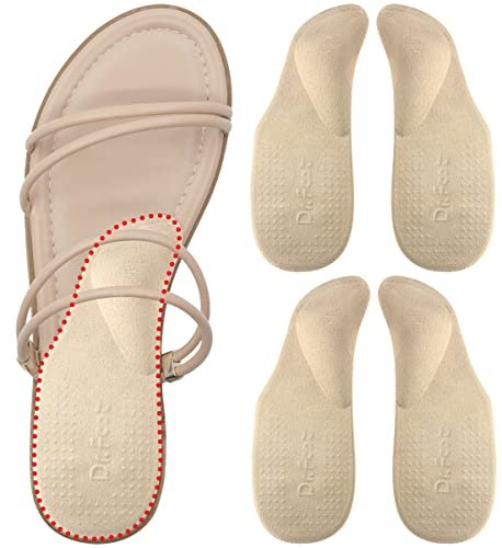 Dr. Foot's Fußgewölbe-Stützeinlagen für Plattfüße, Plantarfasziitis, Klebende Fersenpolster zur Schmerzlinderung für Damen & Herren (Klein, Beige)