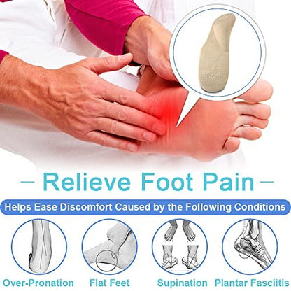 Dr. Foot's Fußgewölbe-Stützeinlagen für Plattfüße, Plantarfasziitis, Klebende Fersenpolster zur Schmerzlinderung für Damen & Herren (Klein, Beige)