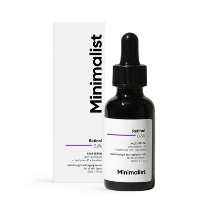 Minimalist 0,6 % Retinol Serum gegen Hautalterung | Antioxidative Wirkung mit Coenzym Q10 | Reduziert feine Linien & Fältchen | Mittlere Stärke | 30 ml