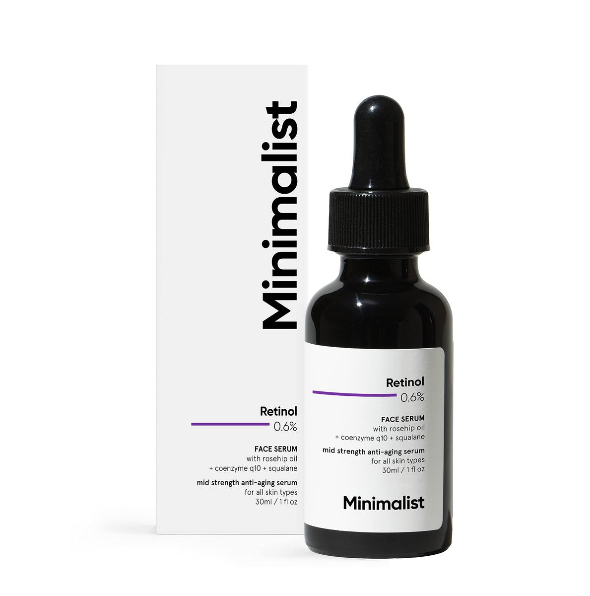 Minimalist 0,6 % Retinol Serum gegen Hautalterung | Antioxidative Wirkung mit Coenzym Q10 | Reduziert feine Linien & Fältchen | Mittlere Stärke | 30 ml