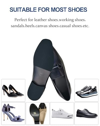 CZBYXA12 Schwarze Schuhsohlenschutzfolie, rutschfeste Schuhgriffe für die Schuhsohle - Sohlenwächter - Anti-Rutsch-Pads für High Heels (15x10 cm, Schwarz-2 Paare)