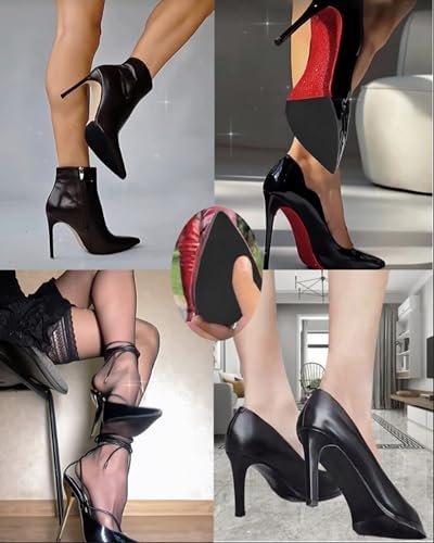 CZBYXA12 Schwarze Schuhsohlenschutzfolie, rutschfeste Schuhgriffe für die Schuhsohle - Sohlenwächter - Anti-Rutsch-Pads für High Heels (15x10 cm, Schwarz-2 Paare)
