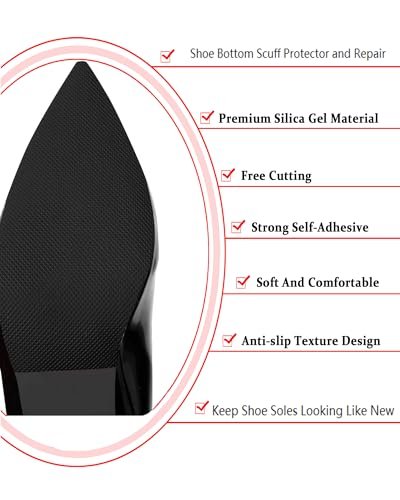 CZBYXA12 Schwarze Schuhsohlenschutzfolie, rutschfeste Schuhgriffe für die Schuhsohle - Sohlenwächter - Anti-Rutsch-Pads für High Heels (15x10 cm, Schwarz-2 Paare)