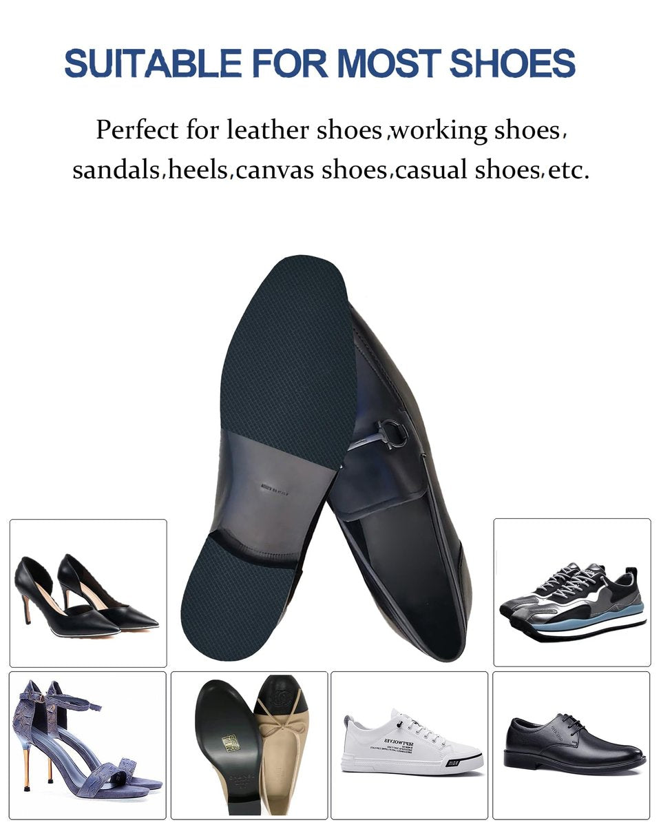 CZBYXA12 Schwarze Schuhsohlenschutzfolie, rutschfeste Schuhgriffe für die Schuhsohle - Sohlenwächter - Anti-Rutsch-Pads für High Heels (15x10 cm, Schwarz-2 Paare)