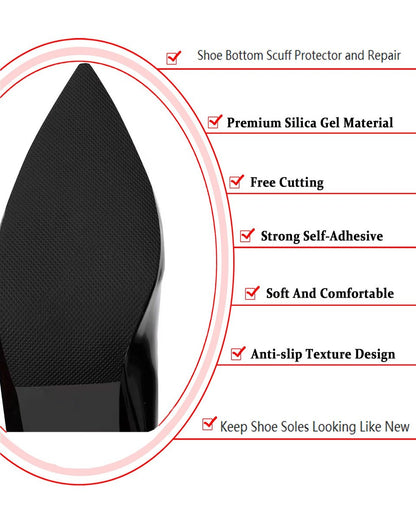 CZBYXA12 Schwarze Schuhsohlenschutzfolie, rutschfeste Schuhgriffe für die Schuhsohle - Sohlenwächter - Anti-Rutsch-Pads für High Heels (15x10 cm, Schwarz-2 Paare)