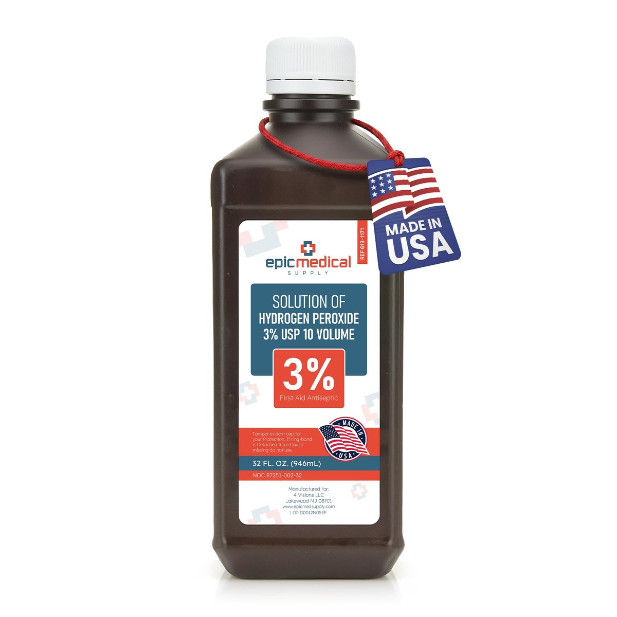 Epic Medical Supply Wasserstoffperoxid 946 ml (32 oz) – 3% USP Antiseptikum und Mehrzweckreiniger für erste Hilfe bei kleinen Schnitten, Schürfwunden, Insektenstichen und Hautreizungen