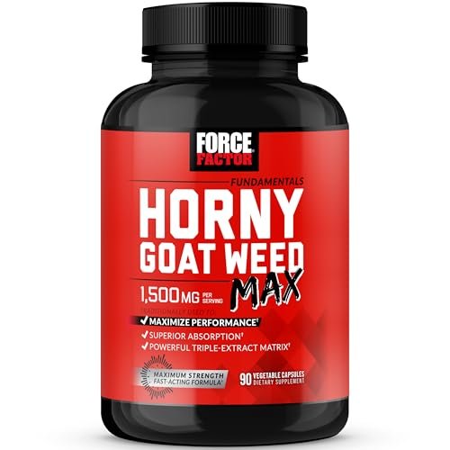 Force Factor Horny Goat Weed Max – 1500 mg Triple-Extrakt, 90 Kapseln für gesteigerte Libido und Leistungsfähigkeit