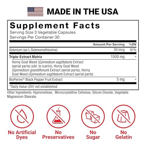 Force Factor Horny Goat Weed Max – 1500 mg Triple-Extrakt, 90 Kapseln für gesteigerte Libido und Leistungsfähigkeit