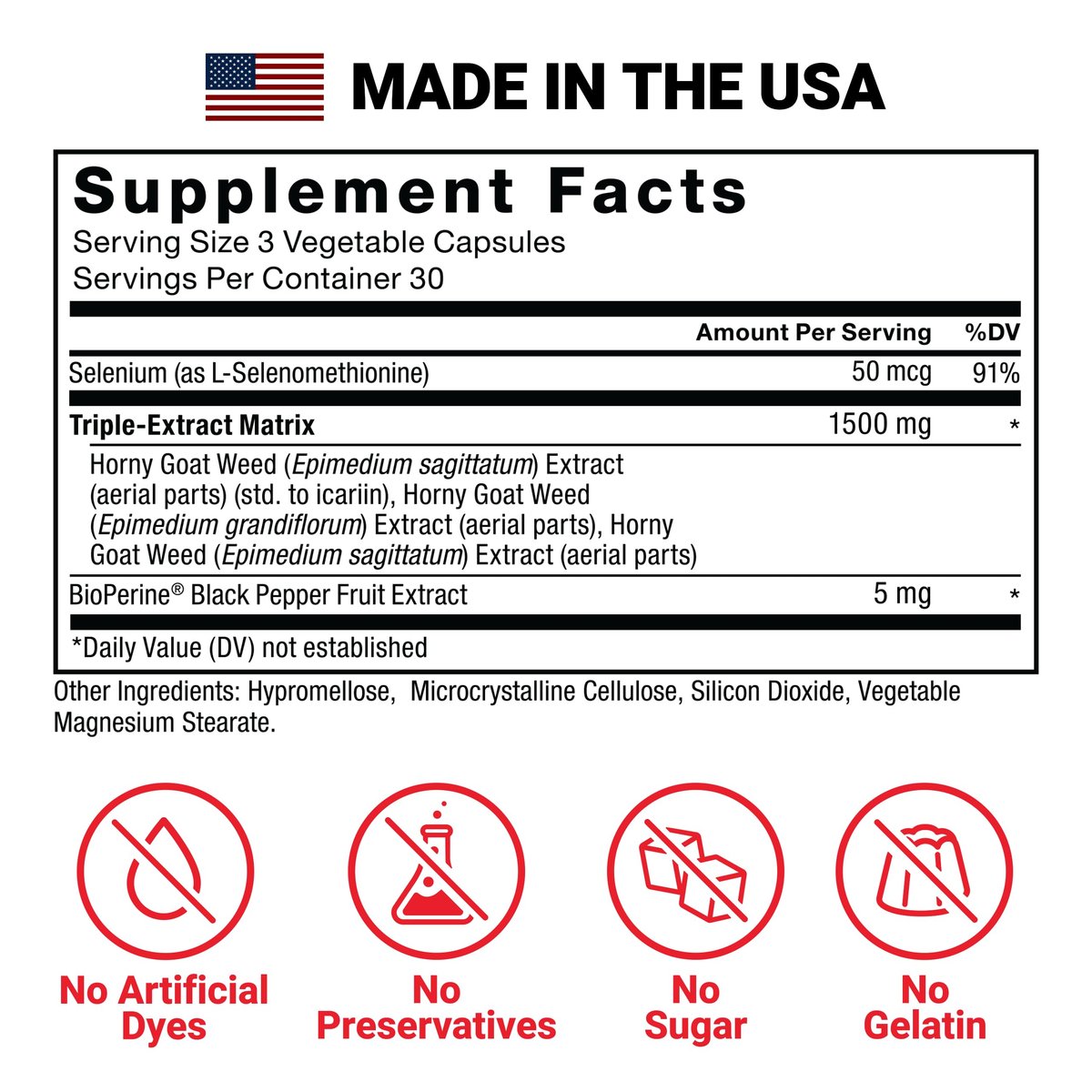 Force Factor Horny Goat Weed Max – 1500 mg Triple-Extrakt, 90 Kapseln für gesteigerte Libido und Leistungsfähigkeit