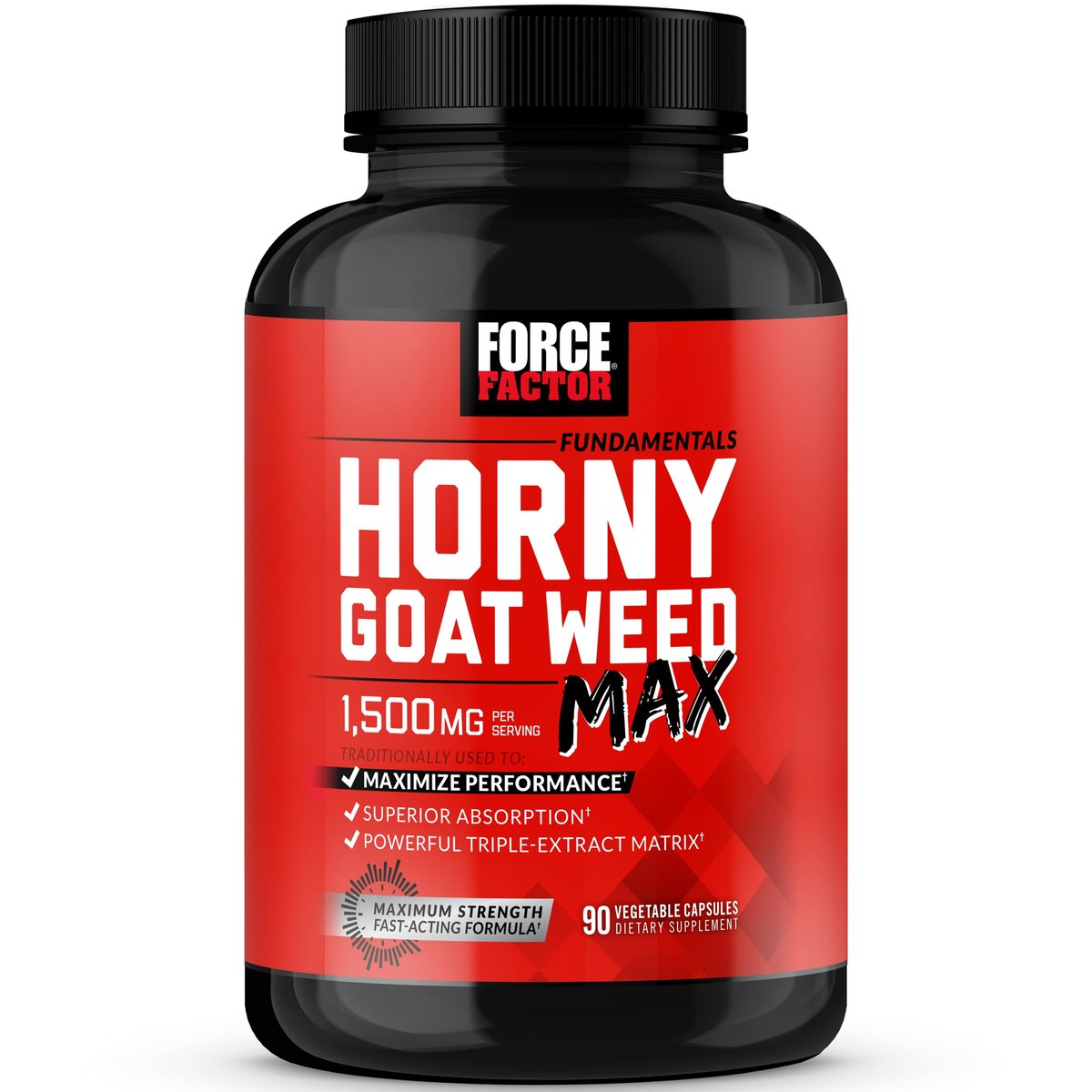 Force Factor Horny Goat Weed Max – 1500 mg Triple-Extrakt, 90 Kapseln für gesteigerte Libido und Leistungsfähigkeit