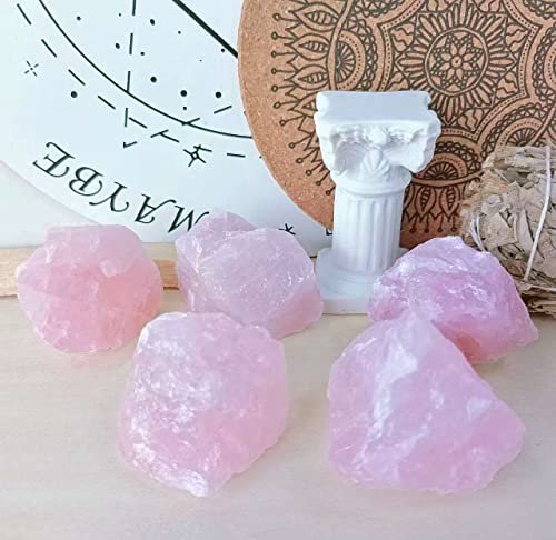 LAIDANLA Rosenquarz 2 Zoll natürliche raue Steine, große Rohkristalle, Bulk-Heilsteine für Reiki-Heilung, Wasserfallsteine, Drahtwicklung, Dekoration, Cabochon-Schleifen, 4 Stück, 0,55 Pfund