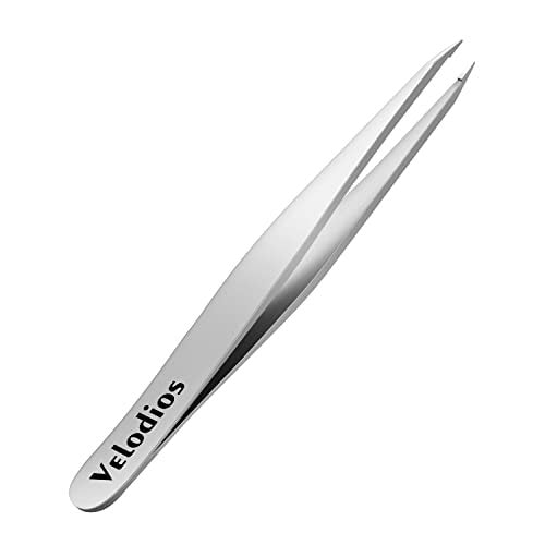 Velodios Spitze Pinzette für Damen – Gesichtshaarentfernung, Professionelle Edelstahl Pinzette für Augenbrauen, Kinnhaare und eingewachsene Haare