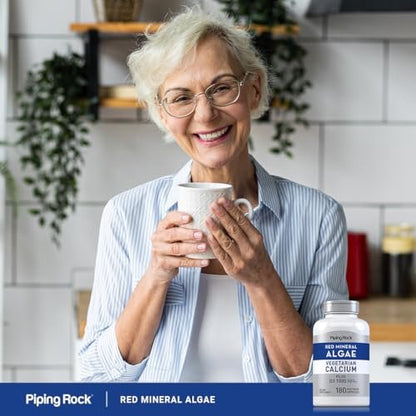 Piping Rock Rotalgen-Vegetarisches Calcium mit Vitamin D3 1000 IE | 180 Kapseln | Pflanzliche Mineralien | Non-GMO, Glutenfrei