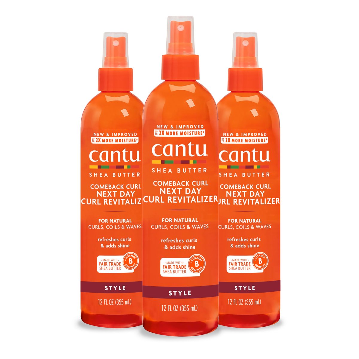 Cantu Comeback Curl Next Day Curl Revitalizer – 3er-Pack mit reiner Sheabutter für natürliches Haar, 12 fl oz