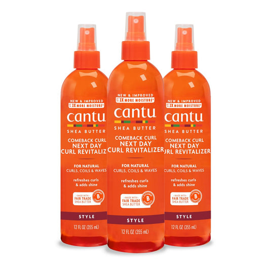 Cantu Comeback Curl Next Day Curl Revitalizer – 3er-Pack mit reiner Sheabutter für natürliches Haar, 12 fl oz