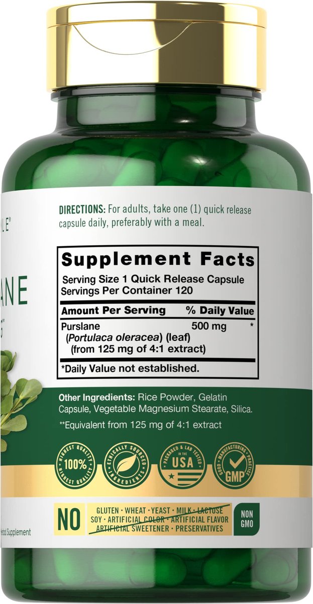 Carlyle Purslane Kapseln | 120 Stück | Portulaca Oleracea Extrakt | Nicht-GVO, glutenfreies Nahrungsergänzungsmittel