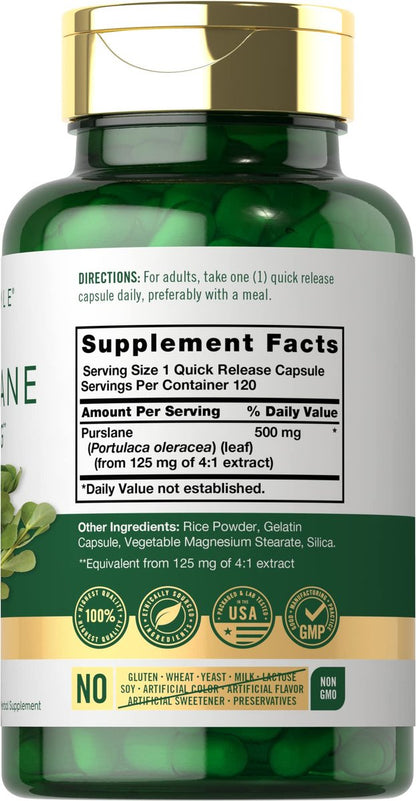 Carlyle Purslane Kapseln | 120 Stück | Portulaca Oleracea Extrakt | Nicht-GVO, glutenfreies Nahrungsergänzungsmittel