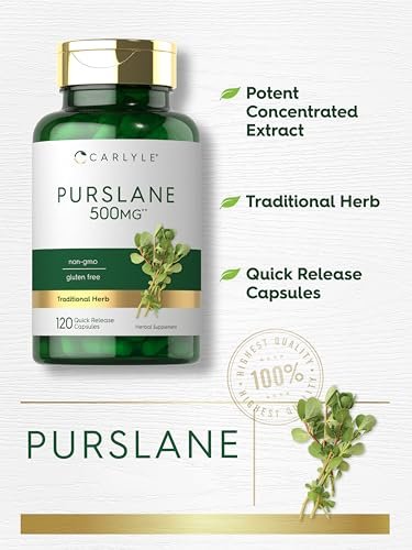 Carlyle Purslane Kapseln | 120 Stück | Portulaca Oleracea Extrakt | Nicht-GVO, glutenfreies Nahrungsergänzungsmittel