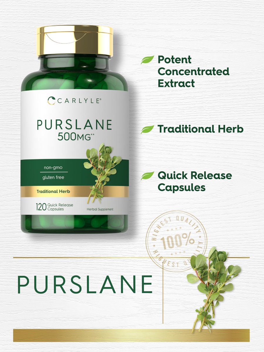 Carlyle Purslane Kapseln | 120 Stück | Portulaca Oleracea Extrakt | Nicht-GVO, glutenfreies Nahrungsergänzungsmittel