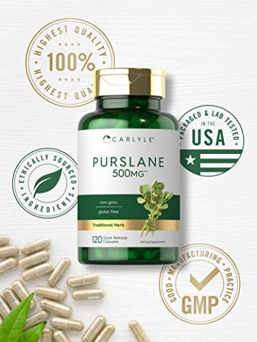 Carlyle Purslane Kapseln | 120 Stück | Portulaca Oleracea Extrakt | Nicht-GVO, glutenfreies Nahrungsergänzungsmittel
