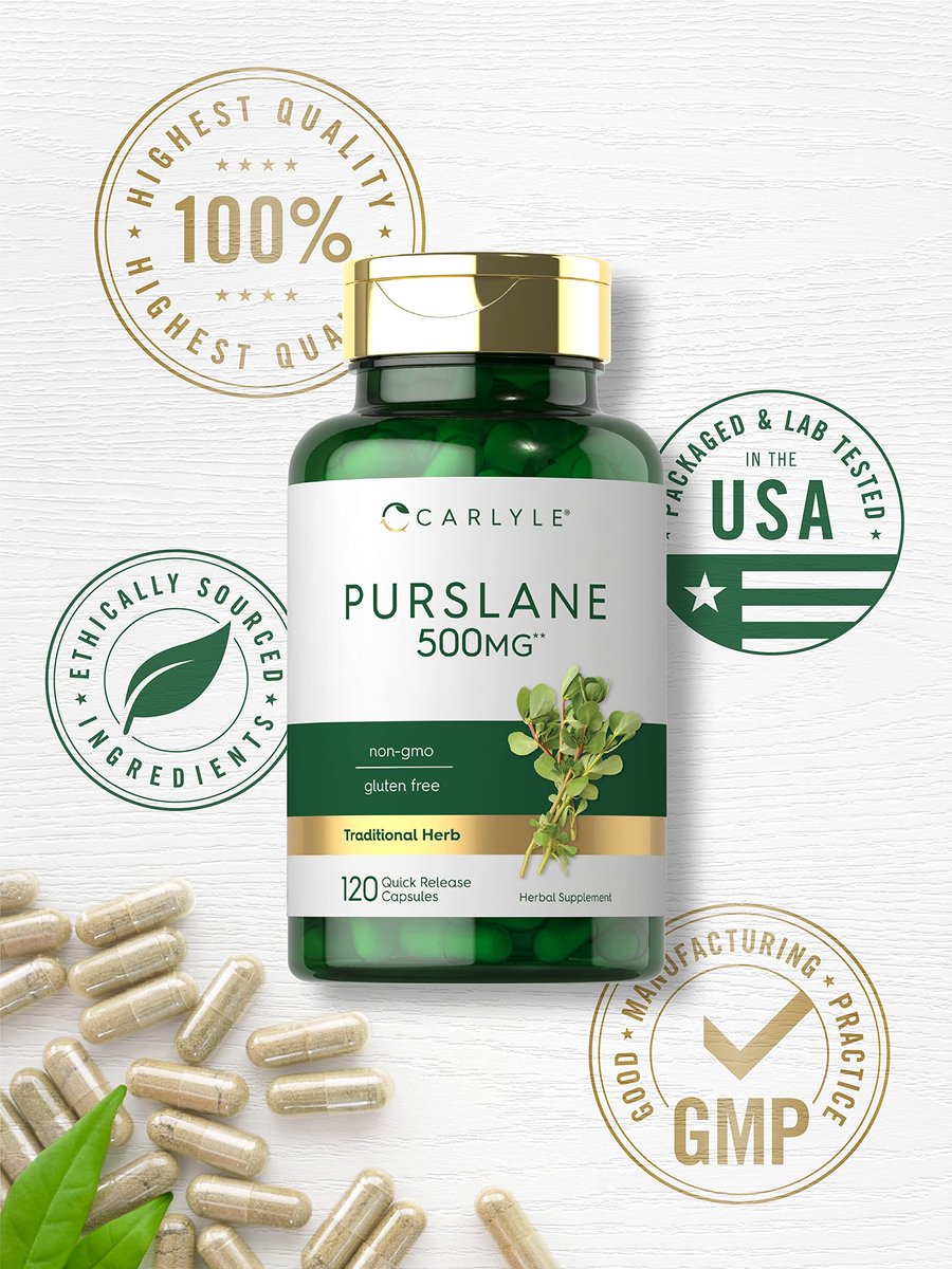 Carlyle Purslane Kapseln | 120 Stück | Portulaca Oleracea Extrakt | Nicht-GVO, glutenfreies Nahrungsergänzungsmittel