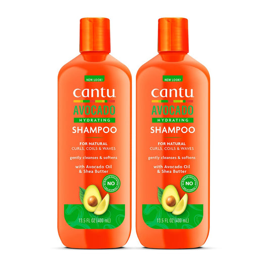 Cantu Avocado Hydrating Sulfate-freies Shampoo mit reiner Sheabutter, 2er-Pack (2 x 13,5 Fl Oz)