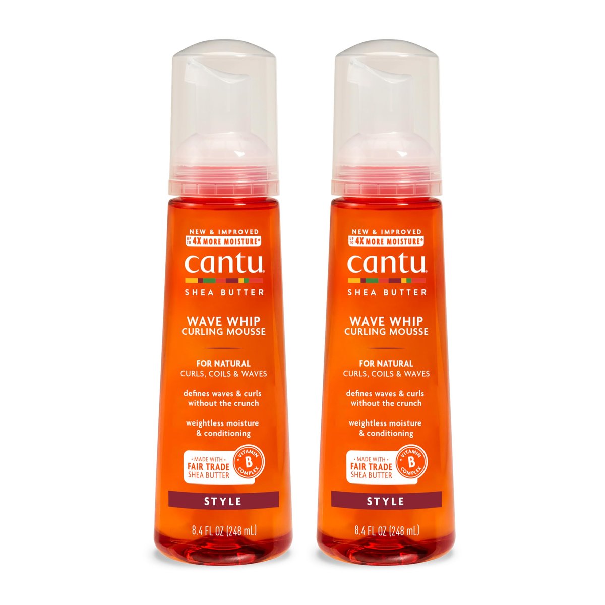Cantu Wave Whip Locken-Mousse für Naturhaar mit reiner Sheabutter, 8,4 fl oz (2er-Pack)