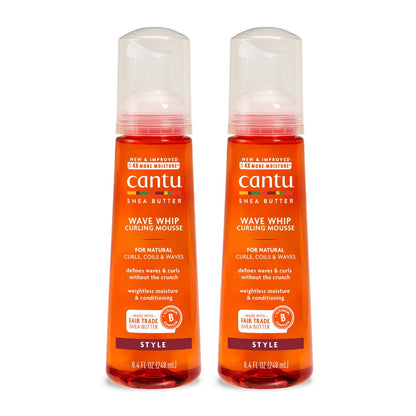 Cantu Wave Whip Locken-Mousse für Naturhaar mit reiner Sheabutter, 8,4 fl oz (2er-Pack)