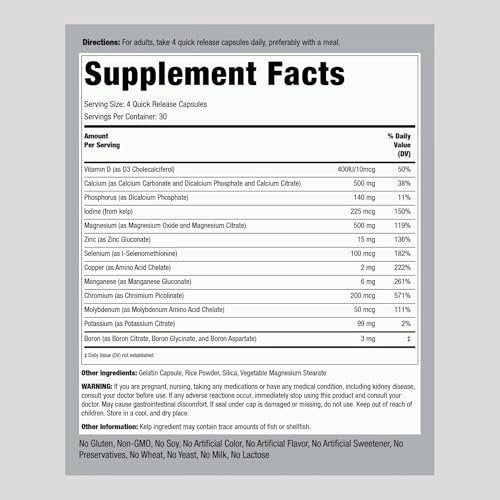 Piping Rock Mega Multi Mineral Chelat-Komplex | 120 Kapseln | Für Männer und Frauen | Eisenfrei | Non-GMO, Glutenfrei